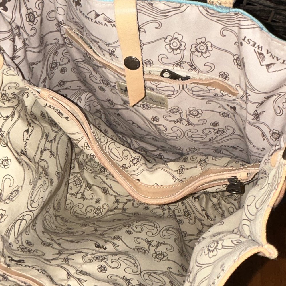 Montana West Cowboy Reversible Tote Bag Large Multicolor Leather Straps - Picture 6 of 14